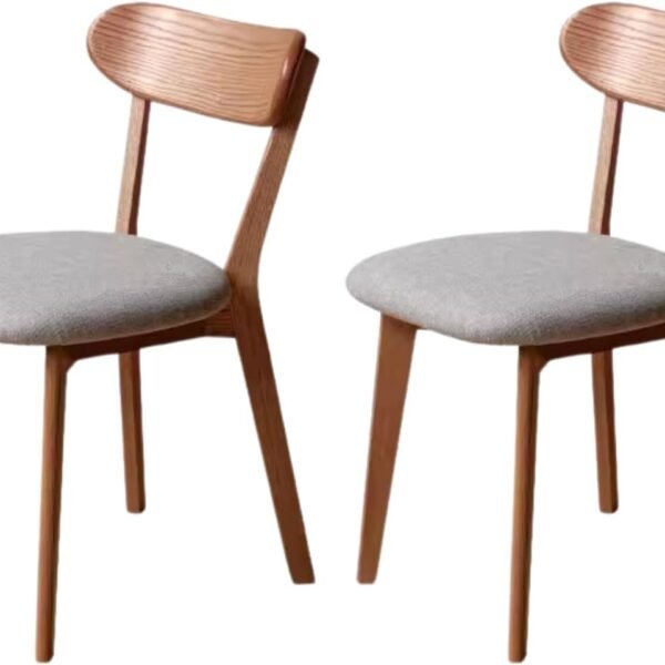100% Solid Oak Wood Dining Room Chairs - Practical Kitchen Chairs for Dining Room, Kitchen, Living Room (2, Walnut with Grey Cushion)