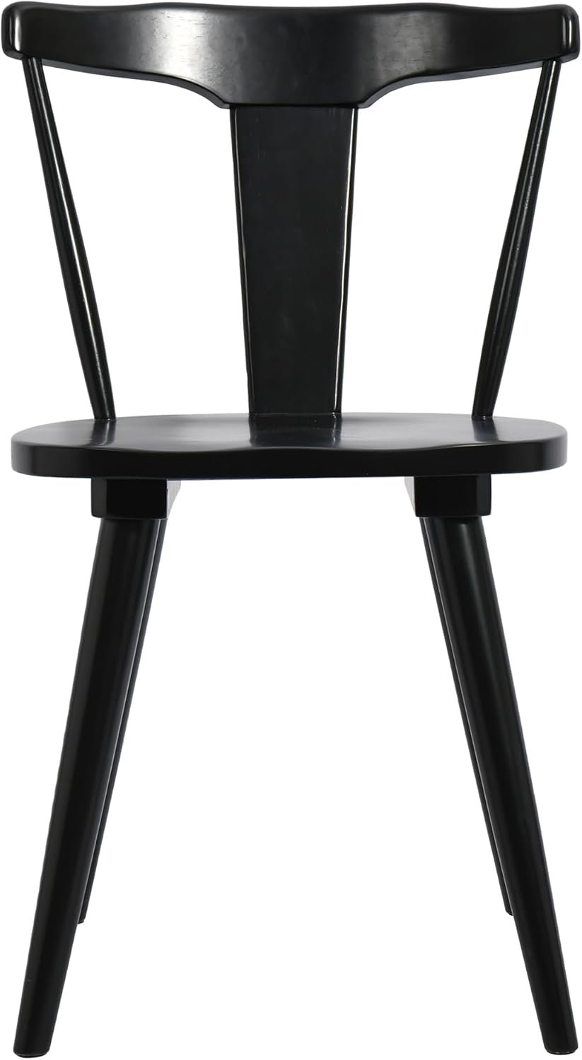 Black Wood Dining Chairs Set of 2,Mid Century Wishbone Dining Chairs Oak Wooden Kitchen & Dining Room Chairs - Image 2