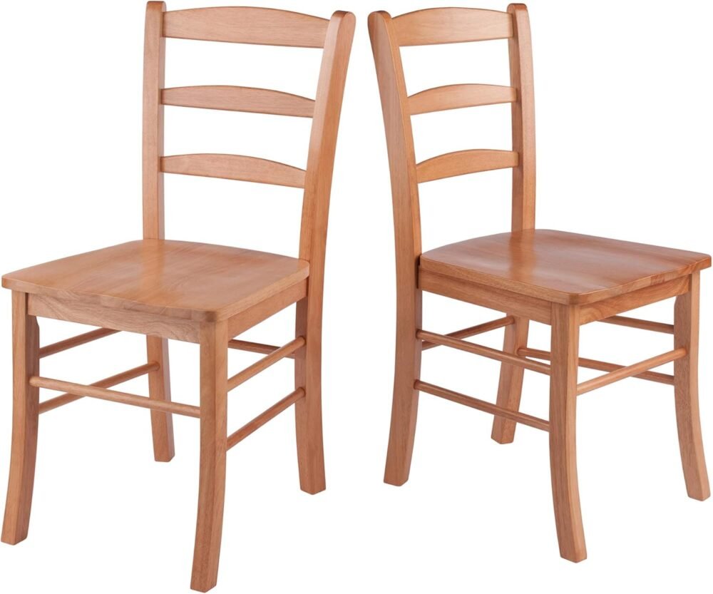 Ladder Back Chairs, Light Oak Finish, Set of 2