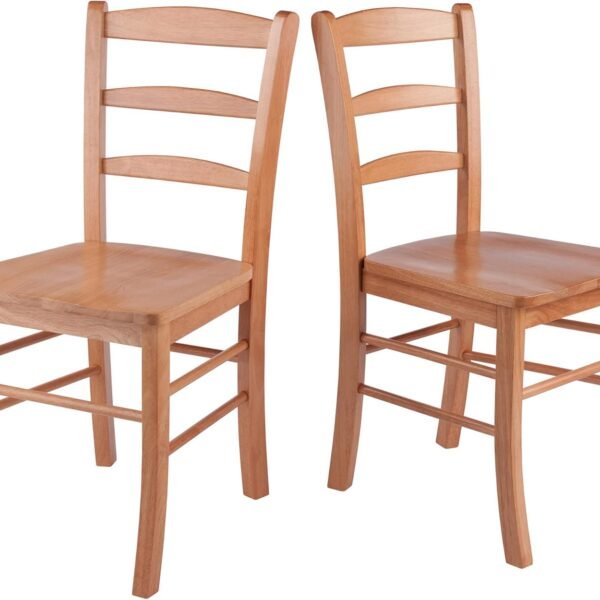 Ladder Back Chairs, Light Oak Finish, Set of 2
