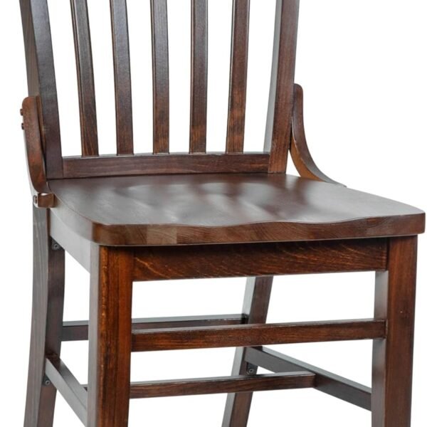Series School House Back Mahogany Wood Dining Chair, Traditional Elegant Wood Restaurant Chair, Walnut Wood