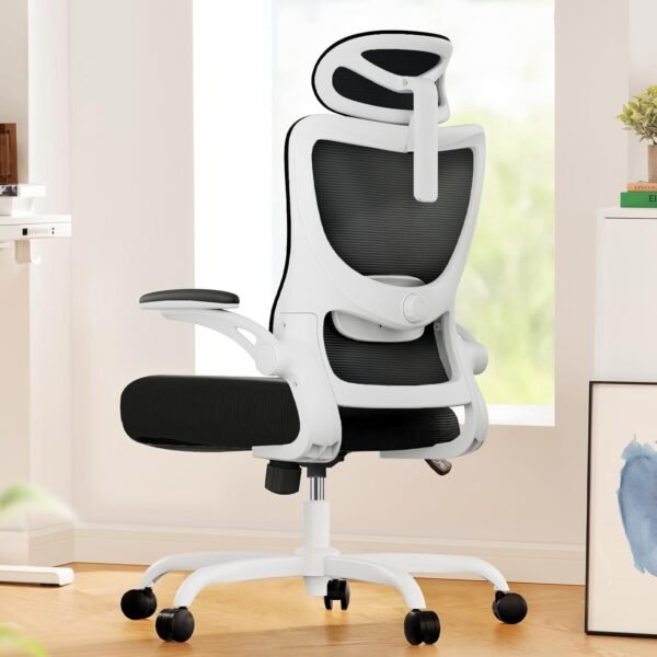 Ergonomic Office Chair: Office Computer Desk Chair with High Back Mesh and Adjustable Lumbar Support Rolling Work Swivel Task Chairs with Wheel 3D Armrests and Headrest