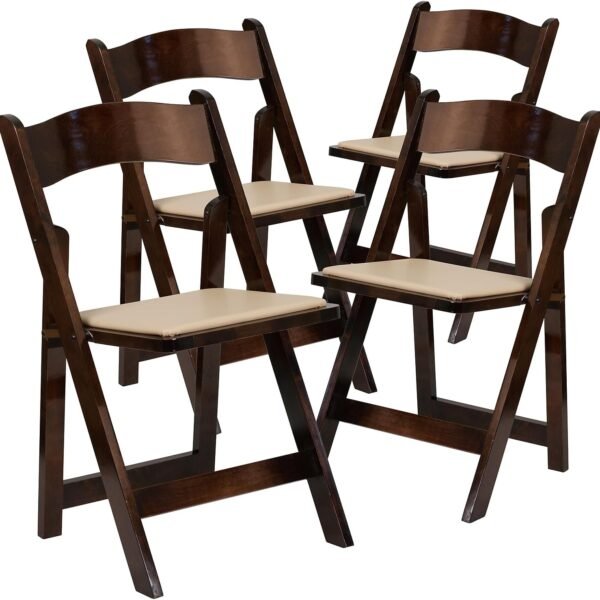 4 Pack  Series Fruitwood Wood Folding Chair with Vinyl Padded Seat