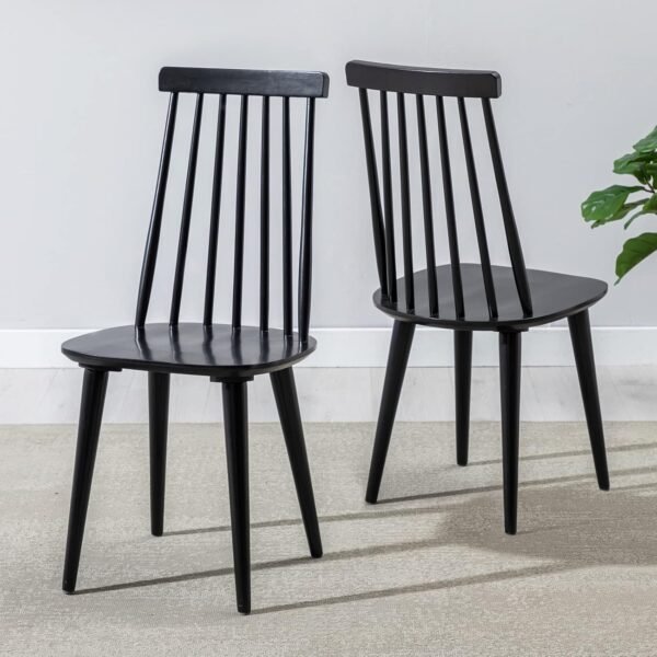 Dining Chairs Set of 2 Wood Dining Room Chair Black Spindle Side Kitchen Room Country Farmhouse Chairs Black