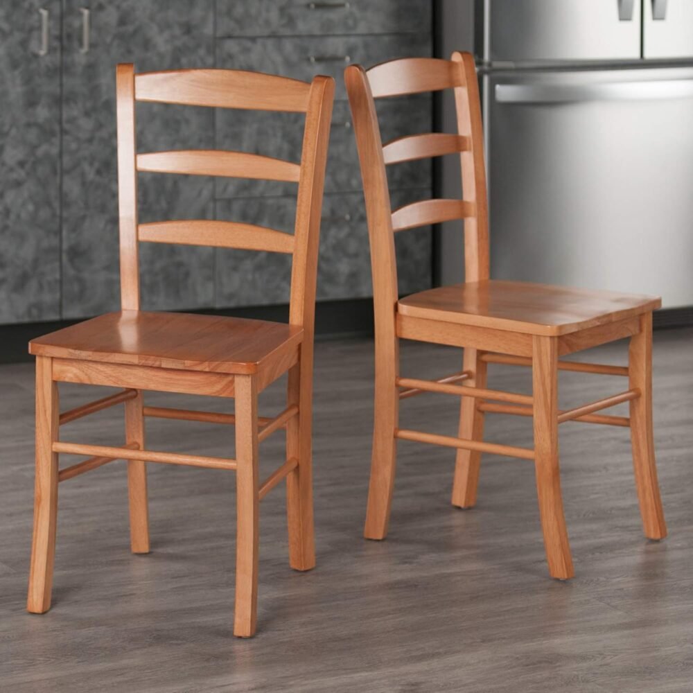 Ladder Back Chairs, Light Oak Finish, Set of 2 - Image 2