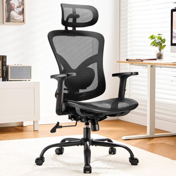 Ergonomic Mesh Office Chair,Ergonomic Dsk Chair with 2D Headrest,Adjustable Lumbar Support & Up and Down Armrest