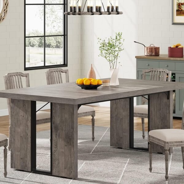 71" Large Dining Table for 6 to 8 People, Rustic Farmhouse Style Dinner Table, Rectangular Dining Table for Kitchen, Dining Room & Living Room